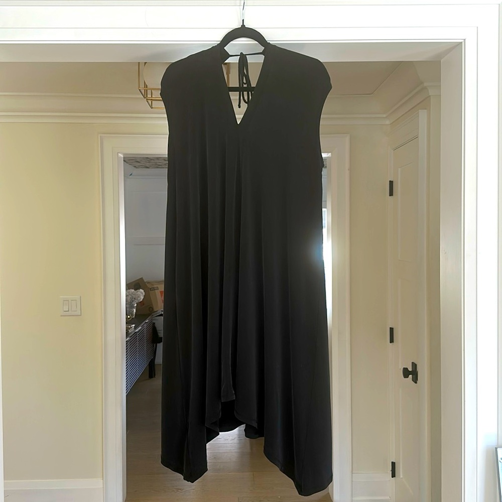 Easy-wearing Eri + Ali black washed silk dress. Size M